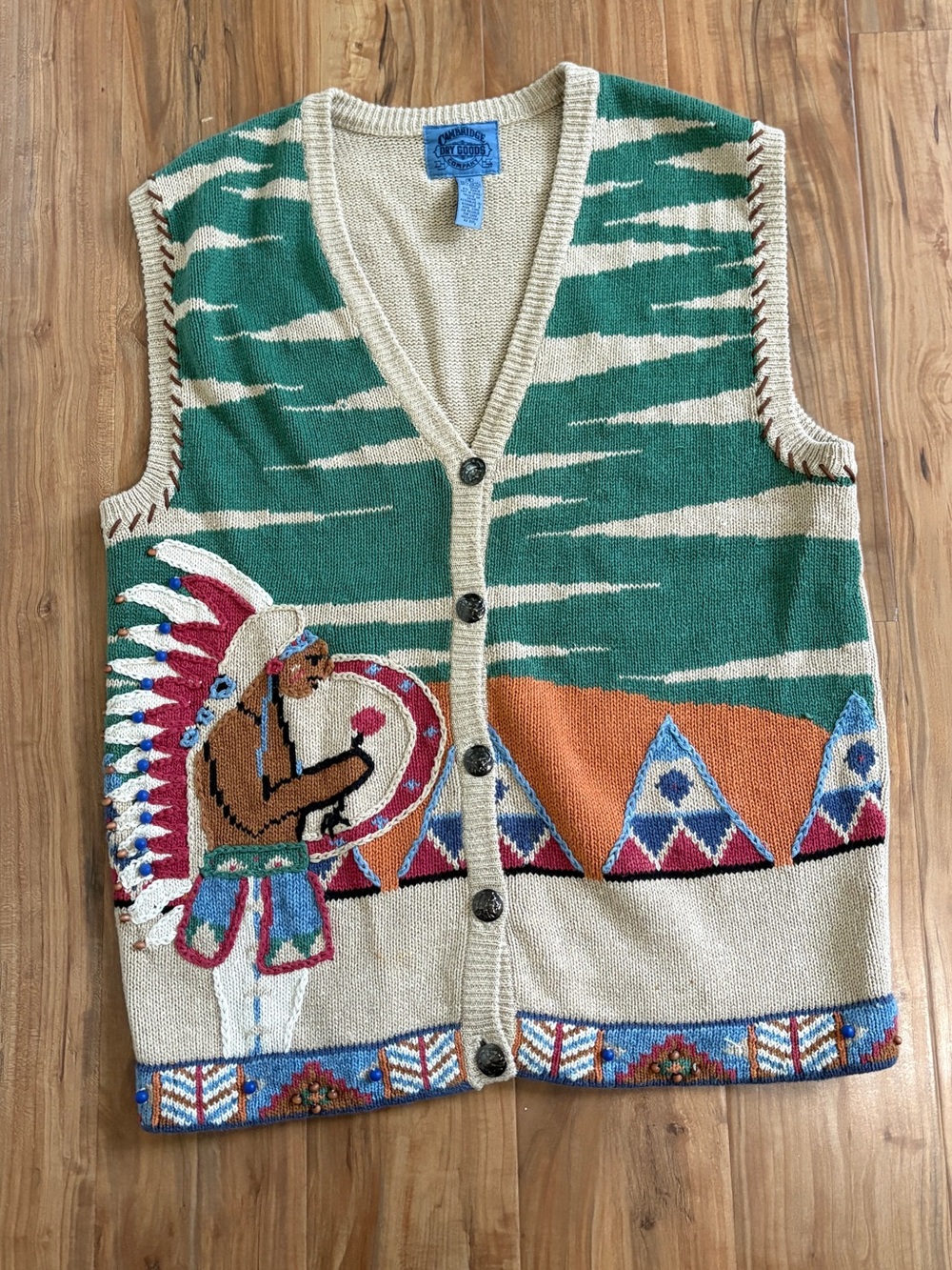 VTG Cambridge Dry Goods Native American Sweater Vest